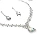 Topwholesalejewel Silver Rhinestone Stack Link Necklace with Large Teardrop & Matching Dangle Earrings Jewelry Set