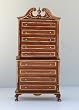 Dollhouse Miniature Tall Chest of Drawers in Walnut