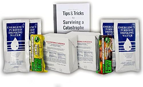 S.O.S. Rations Emergency 3600 Calorie Food Bar - 3 Day / 72 Hour Package with 5 Year Shelf Life W/ water and Millenium bars 2 Pack(jeff browns tips)