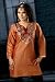 Caramel with hint of Orange Art Silk Tunic Indian Kurti with sequence embroidery neckline