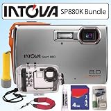 Intova Sport 8 8MP 3X 30ft Waterproof Shockproof Digital Camera Underwater Housing Bundle