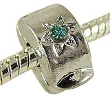 SILVER PLATED HINGED BLUE CRYSTAL STAR CLIP ON BEAD STOPPER FITS PANDORA TROLL