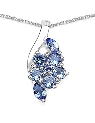 0.80 Carat Genuine Tanzanite Sterling Silver Pendant Necklace. 18"