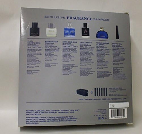 Exclusive Fragrance Sampler ~ Men's Eau De Toilette ~ 6 Spray Vials + 1 Dopp Kit, .05 oz each