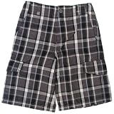 Quiksilver Boys Black and Blue Plaid Cargo Shorts Size S