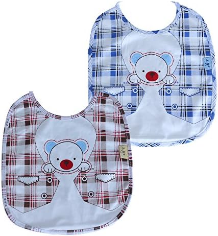 Kosbon 10 Inches Baby Bibs , 30%+70% Bamboo Fiber Cotton High Quality Toddler Saliva Towel ,Lovely Cartoon Dribble Bib for 0 Months - 3 Year Infant (2 Pack)