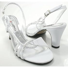 White Wedding Slingback Jeweled Knotted Strappy Heels