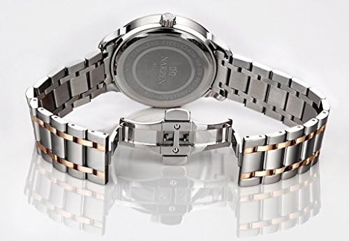 NAKZEN Men's Quartz Watch Black and Rose Gold Dial Part Rose Gold Silver Stainless Steel Diameter 40mm