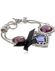 Betsey Johnson "Iconic Amethyst" Crystal Heart Toggle Bracelet, 7.5"