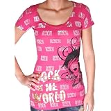 CRYSTALROCKChristianAudigierEdHardyWomensOrganicCottonRockT-ShirtTeeTopBerryPink