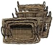 Country Rattan Rectangle Baskets Set / 3 L-25" X 15.5" x 14"