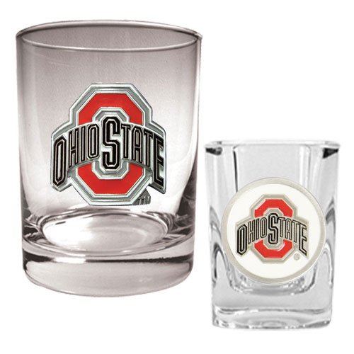 Ohio State Buckeyes NCAA Rocks Glass And Shot Glass Set