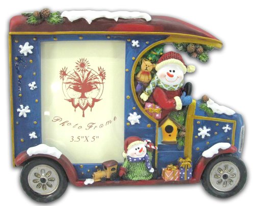 Bollo Regalo Red & Blue Van w/Snowman Photo Frame 3.5x5" C124-09027A