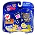 Hasbro Year 2008 Littlest Pet Shop Portable Pets "Hungriest" Series Collectible Bobble Head Pet Figure Set #973 - Grey Persian Kitty Cat with Lunchbox, Chopsticks and Sushi Tray (91844)_s-1