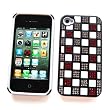 Apple iPhone 4 & 4S Hybrid Diamond Checker Pattern Protector Case, Red & Silver on White