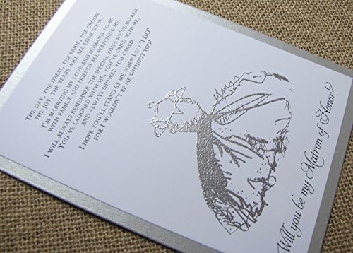 Will You Be My Matron of Honor Invitation Card Vintage (SIlver)
