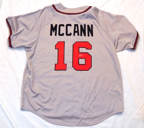 Brian McCann Autographed Atlanta Braves Jersey W/PROOF, Picture of Brain Signing For Us, All Star Catcher