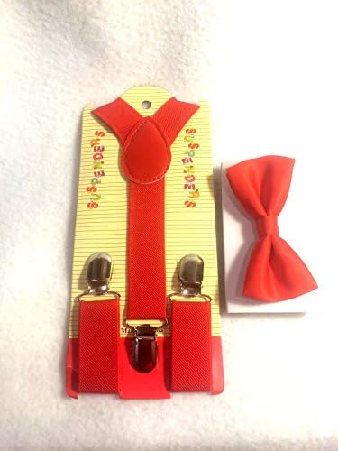 Baby Toddler Kids Children Boys Girls Red Suspender & Bow Tie Set
