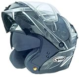 Gmax GM54S Silver Throttle Graphic Modular Snow Helmet Dual Lens