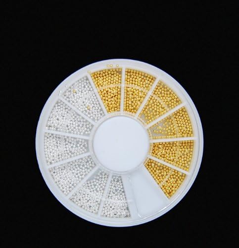 NAILS GAGA Nails gaga 1000PCS 3D Nail Art Steel Mini Ball Beads 0.9 mm with Wheel Silver & Gold