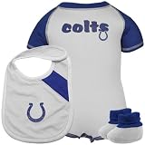 NFL Reebok Indianapolis Colts Newborn Gray-Royal Blue Creeper, Bib & Bootie Set (3-6 Months)