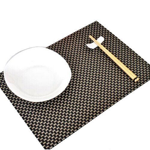 Lycium PVC Insulation Heat Insulation Stain-resistant Dining Room Placemats - Set of 4 (Silver+Black)