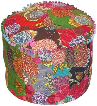 Floor Cushion Ottoman Fruit Printed Patchwork Foot Stool 20 By 15 Inches