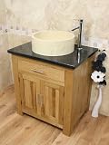 Solid Light Oak Bathroom Vanity Set Brown Marble Sink 502-GB-BM026