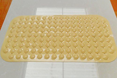 Bathtub Soft Bead Mat Anti-slip Bath Mat - High Quality 100% PVC - Anti Bacterial &amp; Mildew Resistant - Bath Rug with Suction Cups, 38x71 Cm, 15" X 28" (Biege)