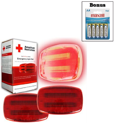 American Red Cross Battery Powered Bicycle Light Set 2 pk. - Bonus 10 pk, AA Batteries