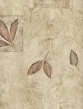 Almond Faux Texture Leaf Toss Wallpaper