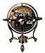 Unique Art 13-Inch Tall Table Top Blue Lapis Ocean Gemstone World Globe with Silver Tripod Stand