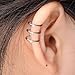 Jovivi 16g Stainless Steel 3 Row Helix Fake Cartilage Clip on Ear Cuff Wrap Earring - Clear Crystal