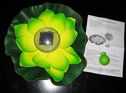 Aobi® Color-changing Waterproof Solar Floating LED Lotus Light Flower Petals Night Lamp Lights for Pond /Garden/house/Pool/Party (Dark green)
