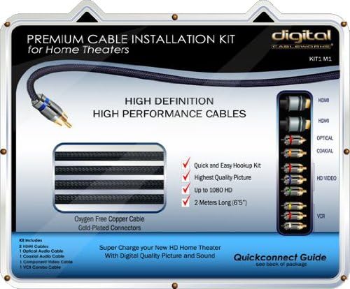 Universal Digital CableWorks Premium Installation Kit for HDTV & Home Theater w/HDMI Component (6.5 ft)