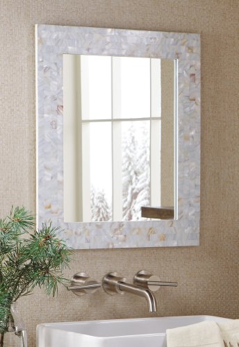 Mother-Of-Pearl Mosaic Tiles White Wall Mirror By Collections Etc