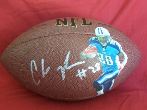 Tennessee Titans Chris Johnson Autographed Custom NFL Photo Football, East Carolina Pirates, Proof Photo of Chris Signing for Us.