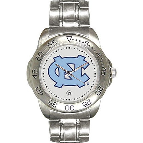 North Carolina Tar Heels - UNC Suntime Mens Sports Watch w/ Steel Band - NCAA College Athletics