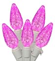 Set of 70 LED Hot Barbie Pink C6 Christmas Lights - White Wire