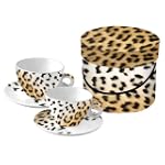 Paperproducts Design Leopard Couture Cappuccino Cup and Saucer, Set of 2