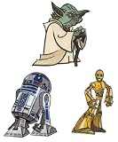 Star Wars Patch Set - Yoda, R2D2 and C3PO Iron on Embroidered Appliques