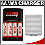 Sunpak PicturesPlus (4) 2650mAh AA NiMH Batteries & 60 Minute Charger with  ....
