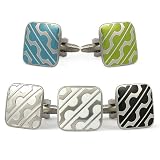 Gear Cufflinks, available in 5 colors. Featured here clockwise: turquoise, green, black, white and clear.