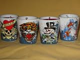 Ed Hardy Shot Glass Candles (Set of 2 Various Ed hardy Design Candles)