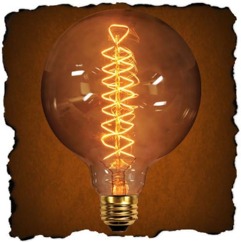 40 Watt - G40 Vintage Antique Light Bulb - Globe Style - 4.6 in. Diameter - Spiral Filament - Multiple Supports - Clear