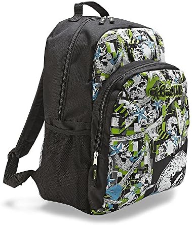 Sk8er Club School Skateboard Backpack - Guitars, Stars, and Skulls, Multiple Pocket Bag