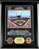 AT&T Park Archival Etched Glass w/ two Gold Coins