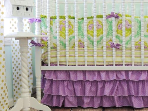Tushies and Tantrums Boutique Crib Set, Emerald Green and Orchid
