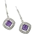 14K White Gold Amethyst and Diamond Earrings