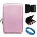 Pink EVA Carbon Fiber Durable Protective Hard Cube Carrying Case with Soft Lushly Interior Fur Padding for Amazon Kindle / Amazon Kindle Touch / Amazon Kindle Touch 3G 6 inch e-Ink Display Screen e-Readers (Fits all 2011 Kindle e-Readers) + SumacLife TM Wisdom Courage Wristband (Kindle NOT INCLUDED)